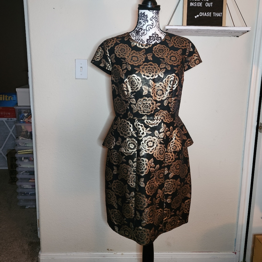 Elegant Black and Gold Floral Dress
